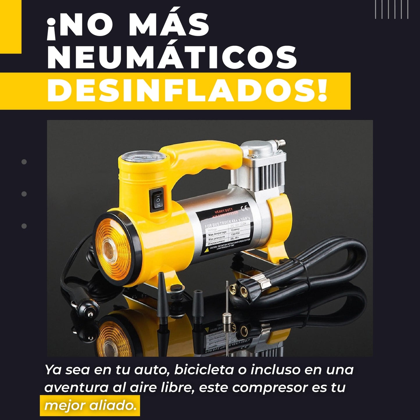 Infla donde quieras, cuando quieras. ¡Siempre listo! 🎒🔧