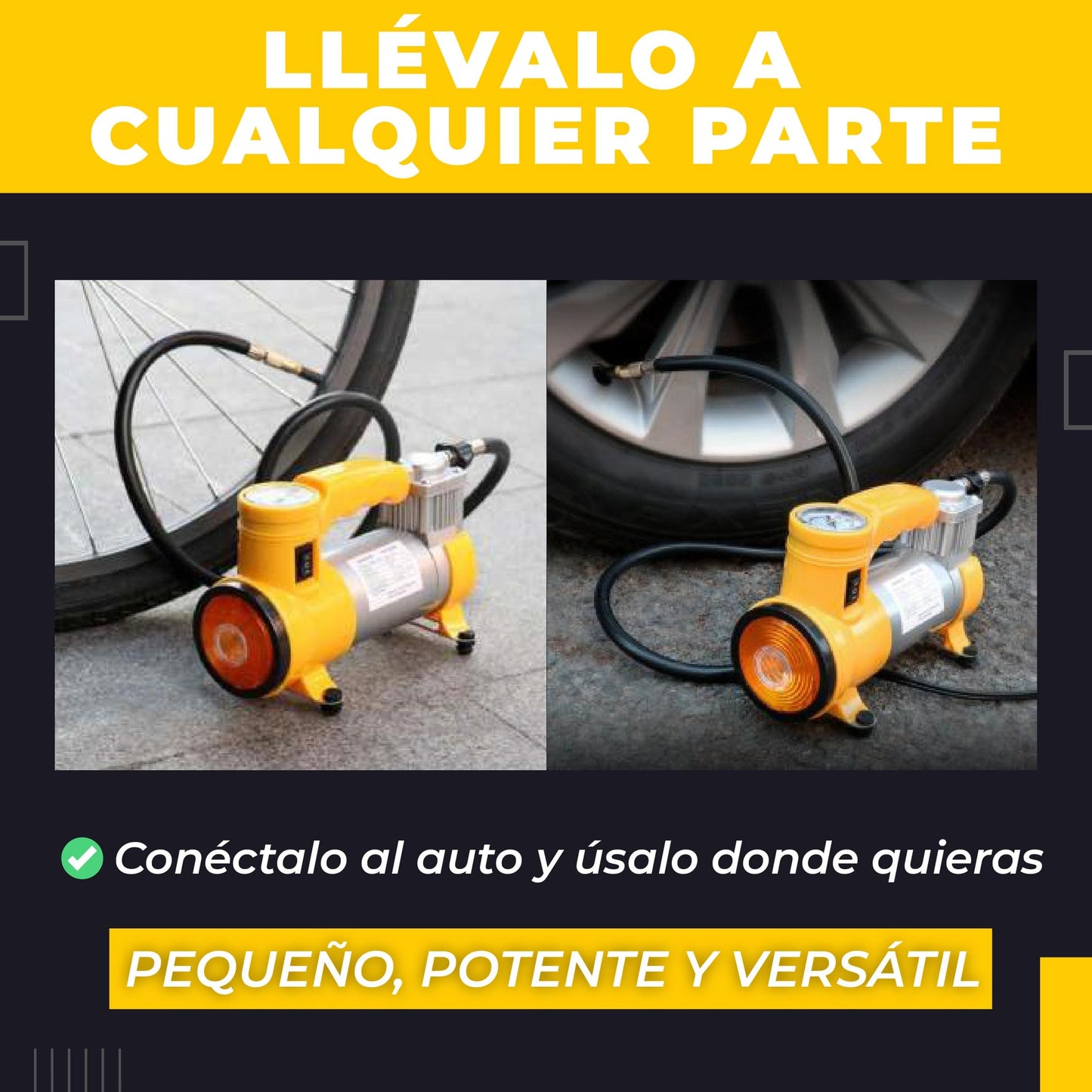 Infla donde quieras, cuando quieras. ¡Siempre listo! 🎒🔧